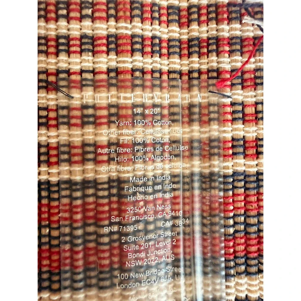 Pottery Barn Red, White & Blue Bamboo‎ Striped Placemats 8 Patriotic 4th of July
